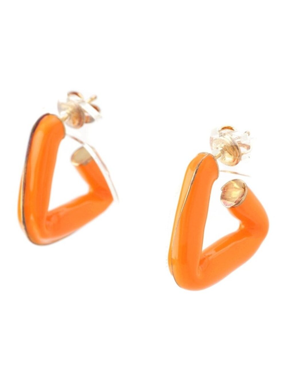 Bottega Veneta Twisted Triangle Hoop Earrings 925 Sterling Silver Orange